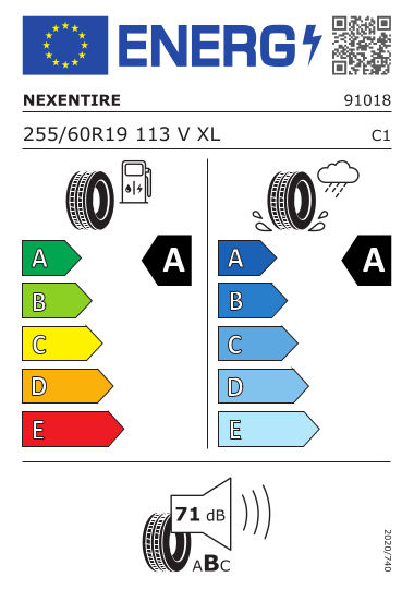 Kia EV9, Reifenlabel, Nexen 255-60-R19